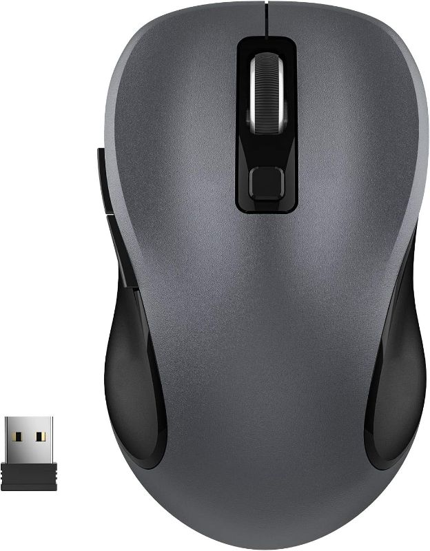 Photo 1 of WisFox 2.4G Wireless Mouse for Laptop, Ergonomic Computer Mouse with USB Receiver and 3 Adjustable Levels, 6 Button Cordless Mouse Wireless Mice for Windows Mac PC Notebook (Grey)
