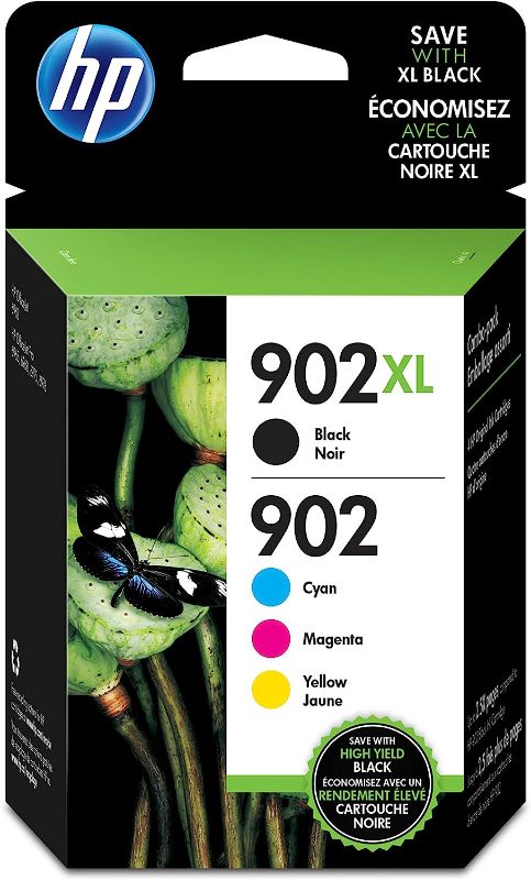 Photo 1 of HP 902 / 902Xl (T0a39an) Ink Cartridges (Cyan Magenta Yellow Black) 4-Pack in Retail Packaging
