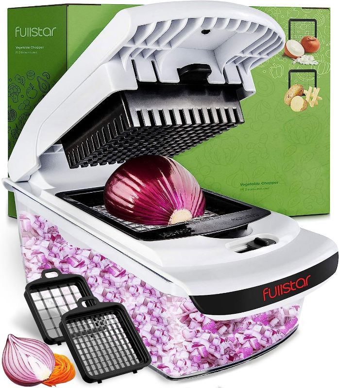 Photo 1 of Fullstar Vegetable Chopper - Spiralizer Vegetable Slicer - Onion Chopper with Container - Pro Food Chopper - Slicer Dicer Cutter - (2 in 1, White)
