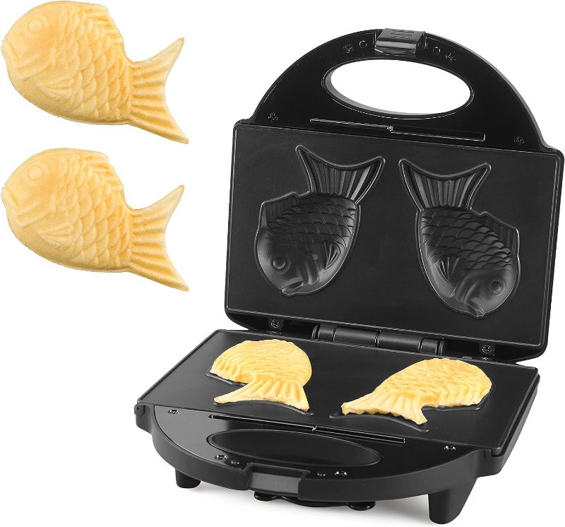 Photo 1 of FineMade Taiyaki Fish Waffle Maker Machine with Non Stick Cooking Plate, Electric Japanese Fish Shaped Waffle Iron Pan, Korean Bungeoppang Pan, Recipe Included
