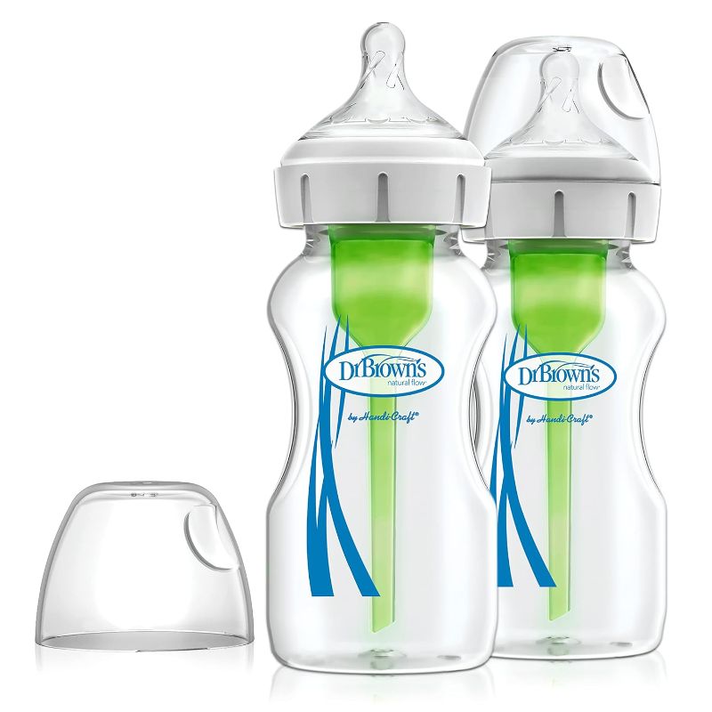 Photo 1 of Dr. Brown's Options Glass Wide-Neck Baby Bottles, 2-Pack, 9 oz
