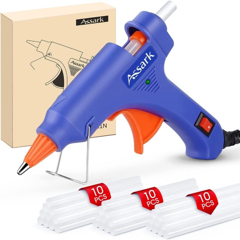 Photo 1 of Assark Glue Gun, Mini Hot Glue Gun Kit with 30 Glue Sticks for School Crafts DIY Arts Quick Home Repairs, 20W (Blue)

