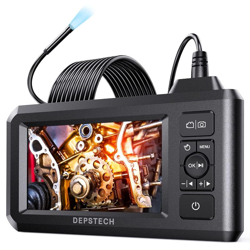 Photo 1 of DEPSTECH Industrial Endoscope, 5.5mm 1080P HD Digital Borescope Inspection Camera 4.3 Inch LCD Screen IP67 Waterproof Snake Camera with 6 LED Lights, 16.5FT Semi-Rigid Cable,32GB Card and Helpful Tool
