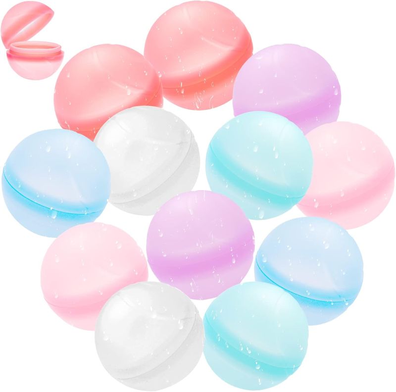 Photo 1 of 12pcs Water Ball Reusable Summer Water Balls for Boys and Girls Pool Toys Splash Balls for Water Bomb Balloons Fights, Bath time Summer Outdoor Beach Water Fight Fun Party Games.
