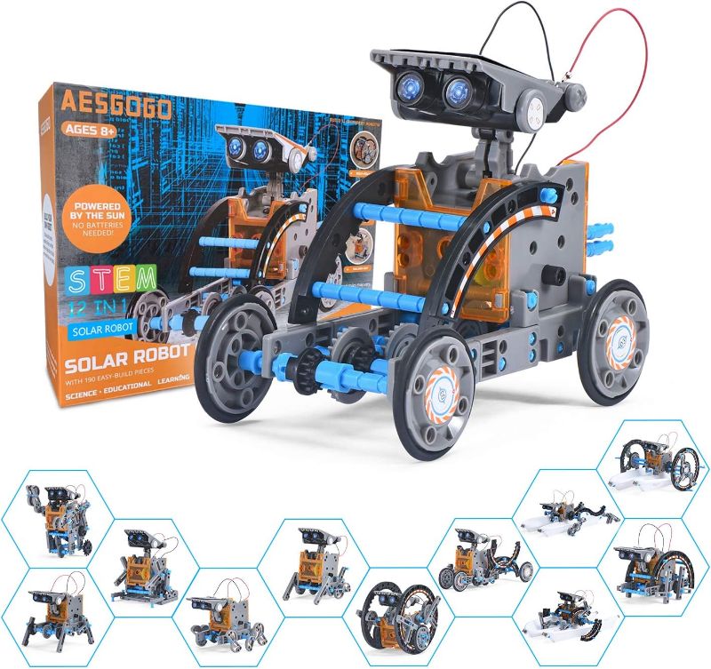 Photo 1 of AESGOGO STEM Projects 12-in-1 Creation Solar Robot Kit,Science Experiments Toys Gifts for Kids Ages 8-12,Educational DIY Building Robotics Kit for 8 9 10 11 12 13 14 15 Year Old Boys Girls Teens
