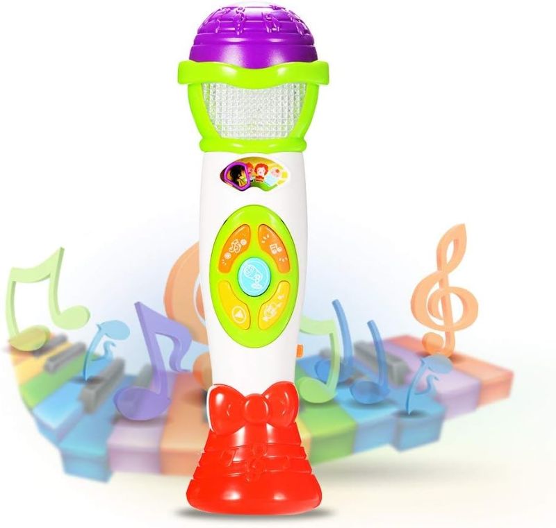 Photo 1 of ThinkMax Microphone for Toddler, Kids Microphone Toy with Voice Change, Recording, Play Music and Colorful Light (Green)
