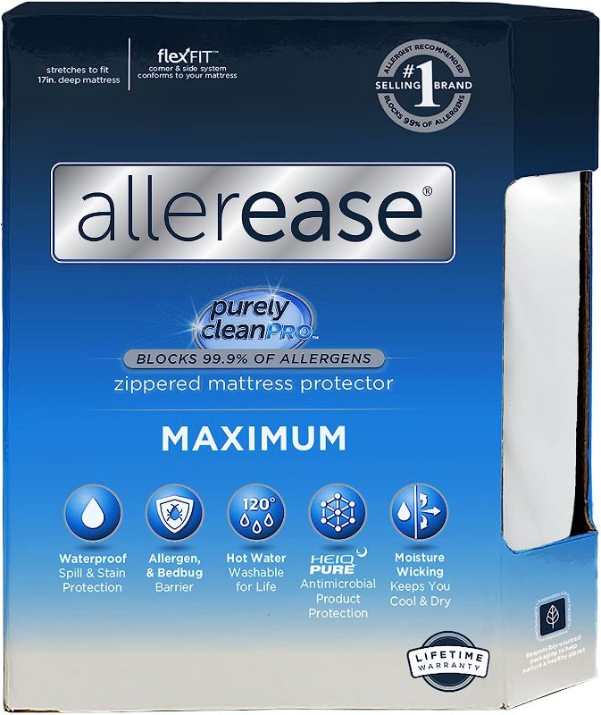 Photo 1 of AllerEase Waterproof Mattress Protector, Maximum Allergy Mattress Protector, Twin Mattress Cover
