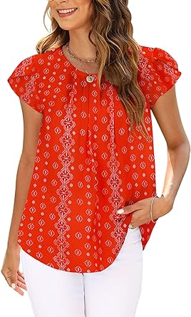 Photo 1 of LuckyMore Womens Summer Cap Short Sleeve Tops Dressy Business Casual Work Blouses Shirts
(XL)