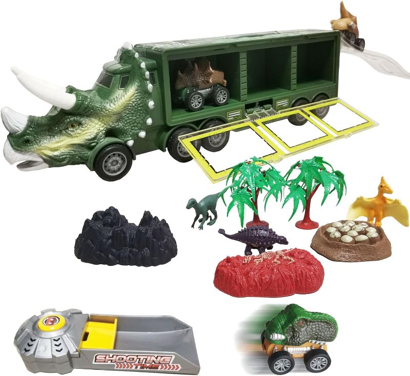 Photo 1 of PUTYOSH Dinosaur Toy Truck for Kids, Dinosaur Carrier with 3 Dinosaurs Toys / 3 Pull Back Dinosaur Cars Birthday Gifts for 3 4 5 Year Old Boys
