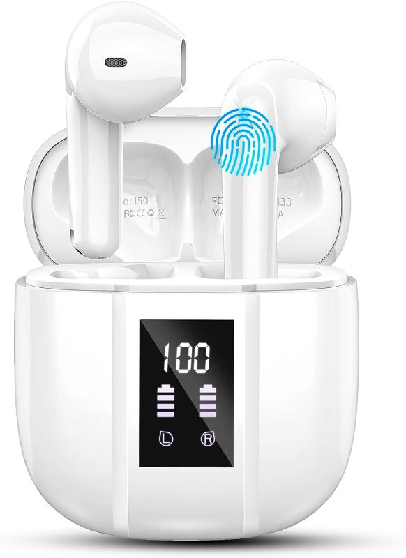 Photo 1 of Wireless Earbuds, Bluetooth 5.3, Hi-Fi Stereo, 3g in Ear with 4 ENC Mic, 48Hrs USB-C LED Mini Charging Case Ear buds, IP7 Waterproof Sport Earphones for Android iOS [2023]
