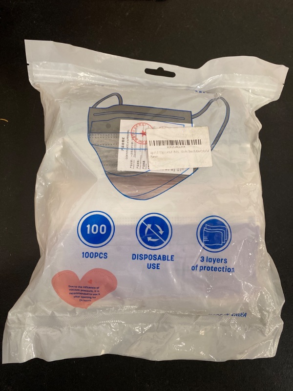 Photo 1 of 100 Pcs Multicolor Disposable Face Masks, Breathable Non-woven Multicolor Mask Facial Mouth Cover 3 Layer with Nose Clip Elastic Earloop
