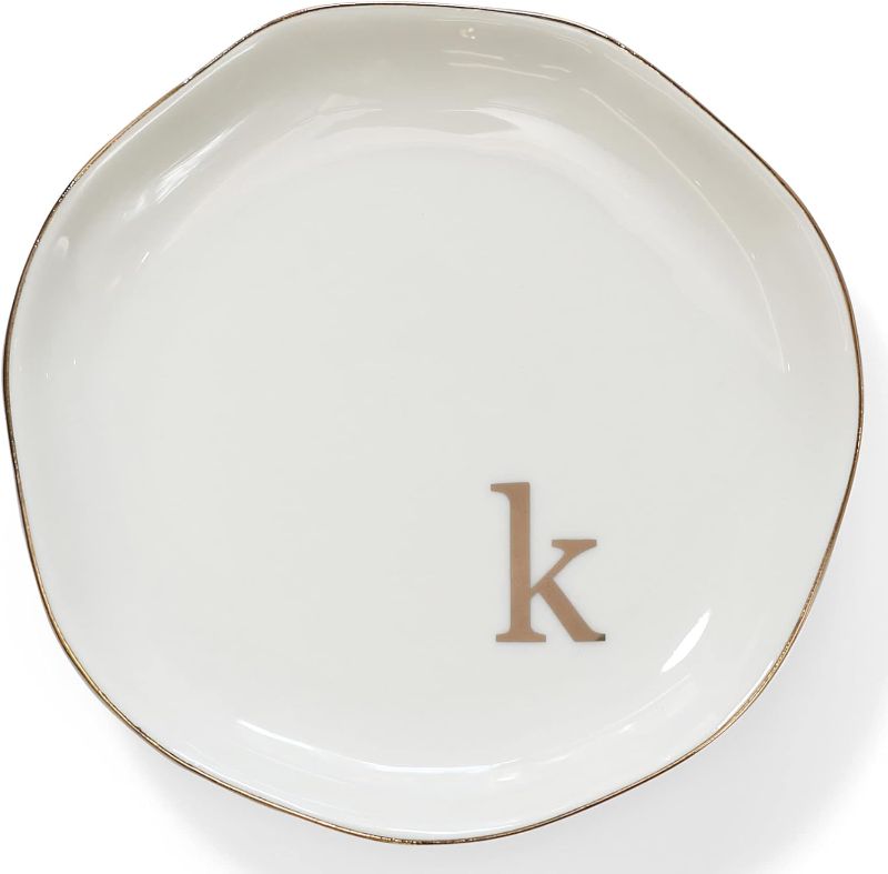Photo 1 of HOME SMILE Initials Ring Dish Jewery Tray with Personalized K-Monogrammed 
