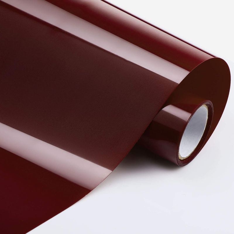 Photo 1 of Iron on Heat Transfer Vinyl Roll for T-Shirts, Hats, Clothing, Iron on HTV Compatible with Cameo, Heat Press Machines, Sublimation (Maroon, 12 Inch x 5 Feet)
