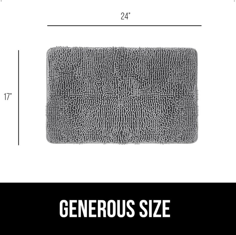Photo 1 of Gorilla Grip Bath Rug 24x17, Thick Soft Absorbent Chenille, Rubber Backing Quick Dry Microfiber Mats, Machine Washable Rugs for Shower Floor, Bathroom Runner Bathmat Accessories Decor
