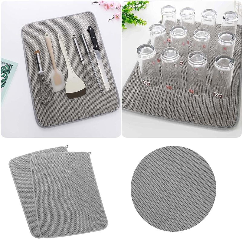 Photo 3 of PCS Microfiber Dish Drying Mat Dish Drying Mat, Absorbent Microfiber Dishes Drainer Mats Dish Drying Pads for Kitchen Counter , Dish Drying Pad,...