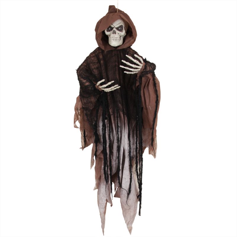 Photo 3 of  Halloween Decoration Doutdoor - Halloween Porch Banners- Trick Or Treat - October,..  Prelit LED Hooded Flying Skeleton Halloween Decoration - Black/Brown
