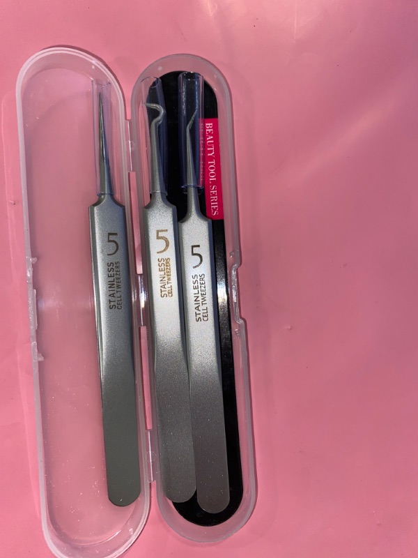 Photo 1 of  This Teppeic Facial Blackhead Remover Tweezers is made of high-quality materials, simple and easy to use, and contains three components that you can switch freely..?Durable and Reliable?--- Made from high-quality stainless steel, these blemish extractor 