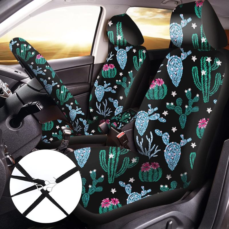 Photo 2 of 2 Cactus Print Front Seat Cover and 1 head rest cover, key chain.. 