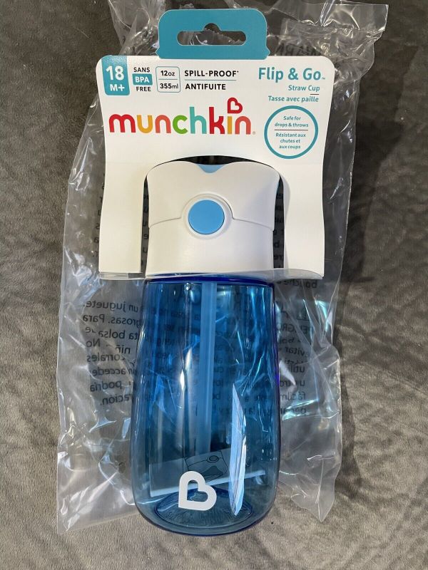 Photo 2 of Munchkin Flip and Go Tritan Straw Cup 12 Ounce Blue, 