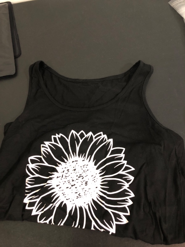 Photo 1 of Womens Athletic Top Fashion Women Sleeveless Sunflower Print Casual O-Neck Tank Top Blouse T-Shirts, lrg 