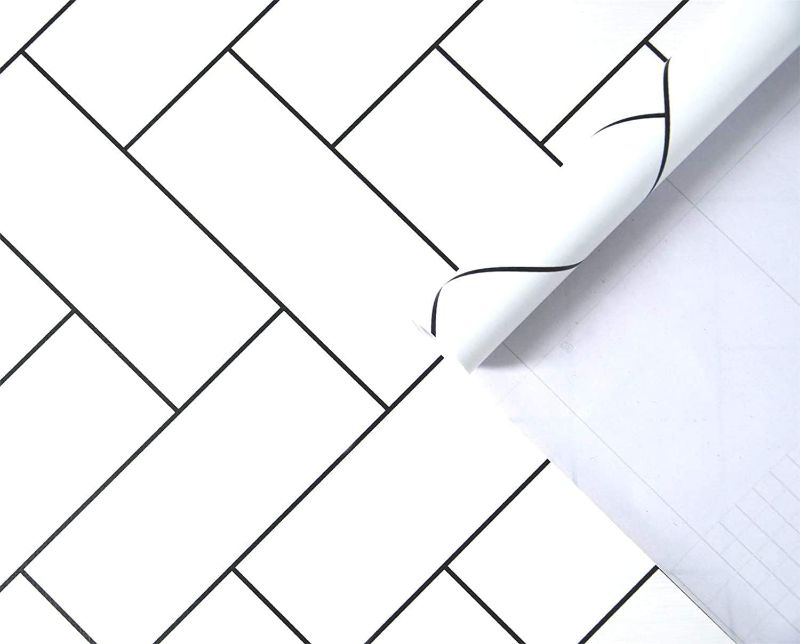 Photo 3 of Peel and Stick Wallpaper Hexagon White/Black Self Adhesive Removable Wallpaper for Bedroom Living Room Walls 17.7inch 