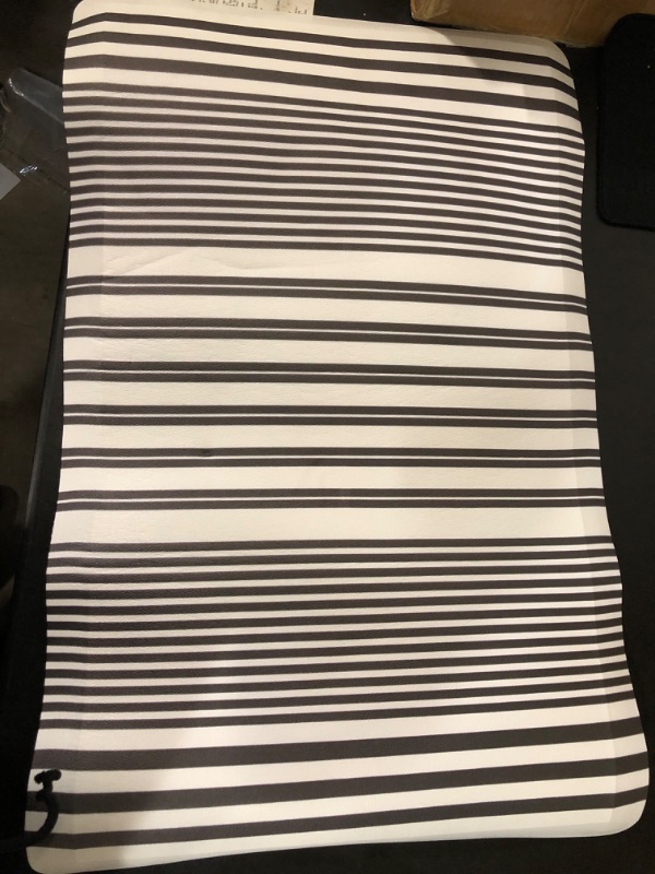 Photo 2 of Black and White Striped Bath Mat