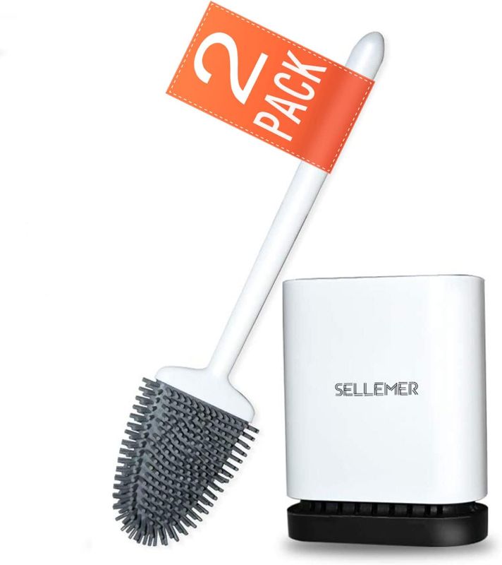 Photo 1 of Sellemer Toilet Brush and Holder Set for Bathroom, Compact Size for Storage and Organization, Ventilation Slots Base 