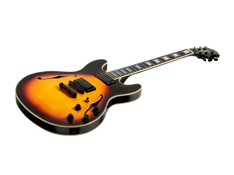 Photo 1 of Indio by Monoprice Boardwalk Flamed Maple Semi Hollow Body Electric Guitar with Gig Bag, Sunburst