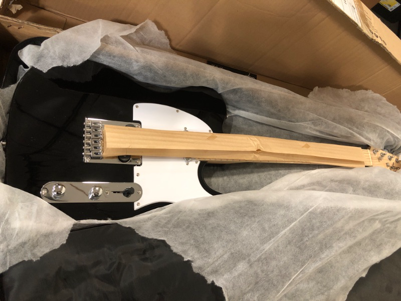 Photo 2 of Monoprice indio guitars  Electric Guitar TL Series, Full-Size Paulownia Wood Body, 3-Ply Pickguard, C-Shape Neck, Ashtray Bridge, Quality Gear Tuners, 3-Way Switch & Volume/Tone Controls, 2 Picks Included, Black
