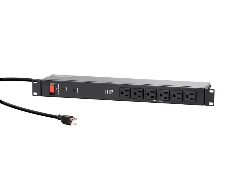 Photo 1 of Monoprice 14 Outlet Metal 1U Rackmount PDU Power Distribution Unit Surge Protector, 6ft Cord, 1050 Joules