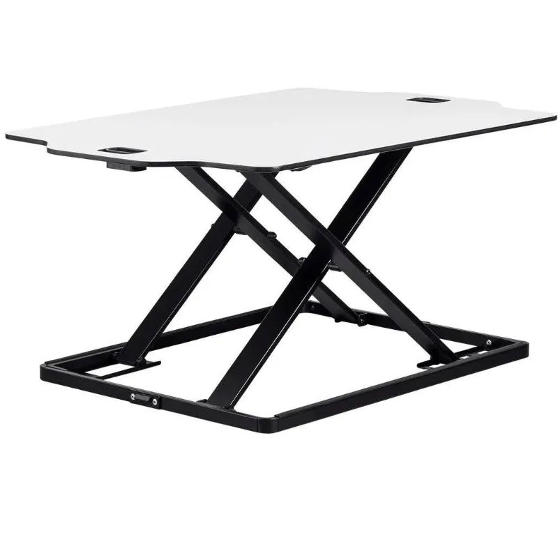 Photo 1 of Monoprice Ultra Slim Sit-Stand Riser Desk Converter - White Table Top for Single Display, Height Adjustable