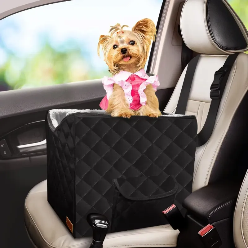 Photo 1 of Dog Car Seat for Small Dogs - Puppy Cat Lookout Booster Seat, Washable Pet Elevated Travel Bed, Bucket Front & Back Carseat for Doggie Small Up to 20 lbs