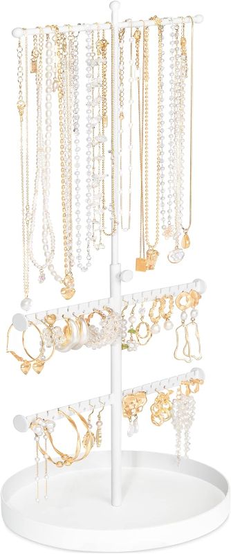 Photo 1 of Jenseits Jewelry Organizer Stand, 3 Tier Long Necklaces Organizer Holder Tree, Adjustable Height Earring Display Towers, Bracelets Storage Rack for Dresser Bathroom Vanity
