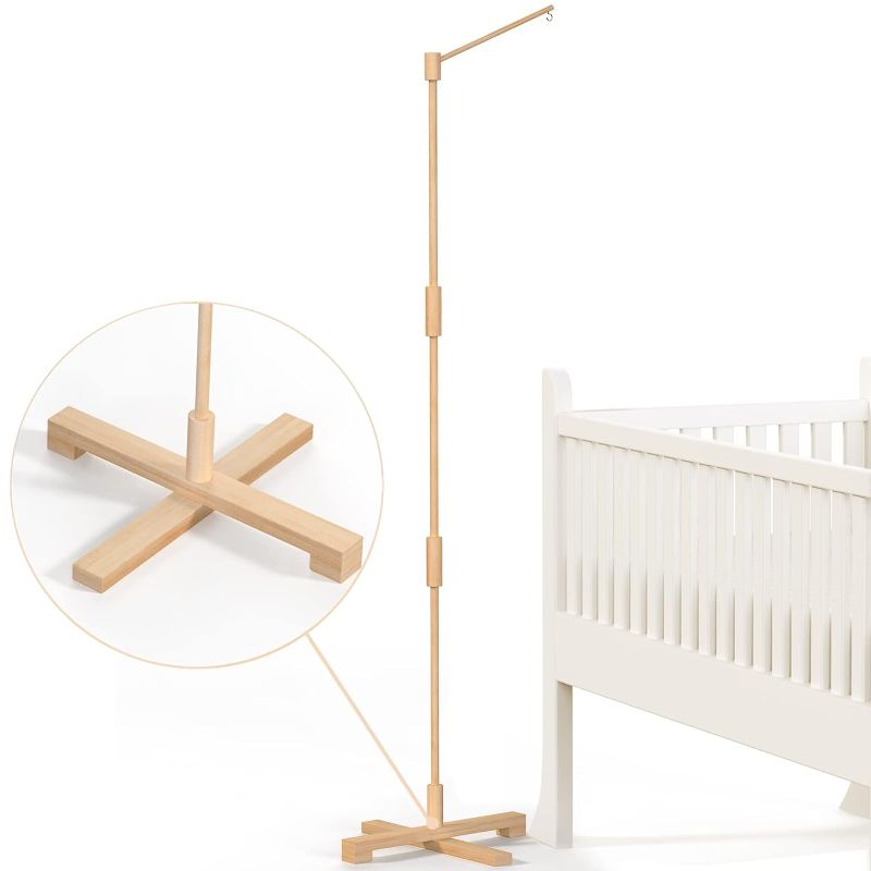 Photo 1 of Baby Crib Mobile Arm, 57.4 Inch Mobile Arm for Crib Wooden Nursery Decor Hanger,Holder for DIY Clamp Mobile Baby Girl Boy,Hanging Attachment Set Upgrade Floor Stand