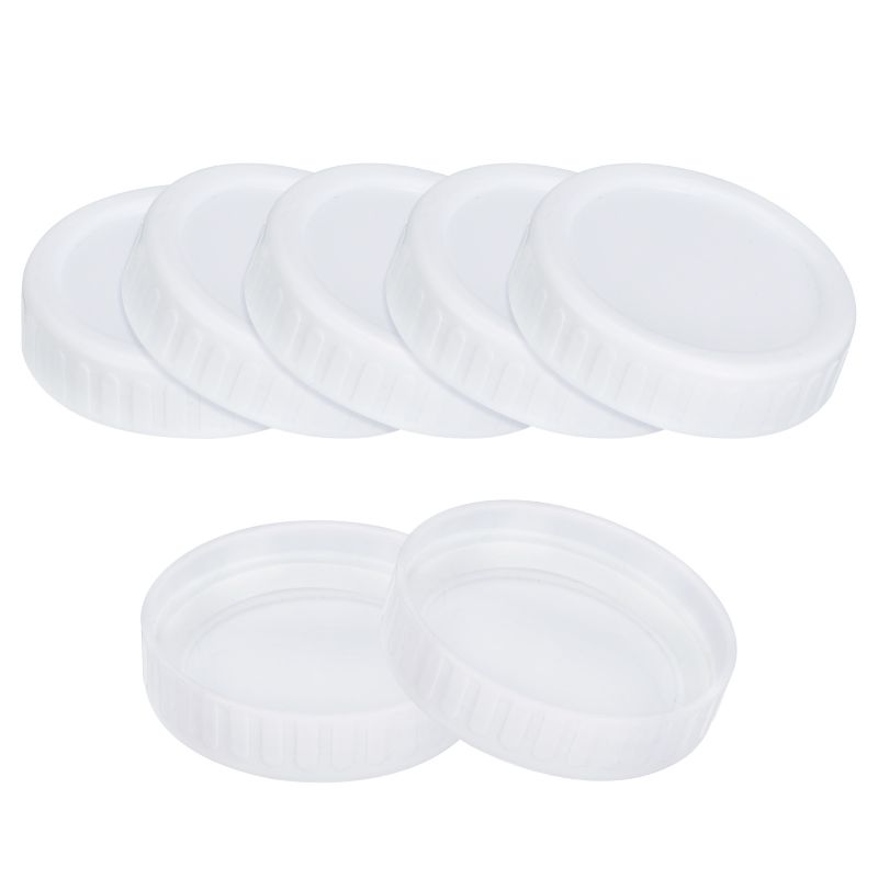 Photo 1 of Mason Jar Lids, 10 pack Plastic Storage Lids with 10pcs Silicone Ring, Regular Mouth (White)