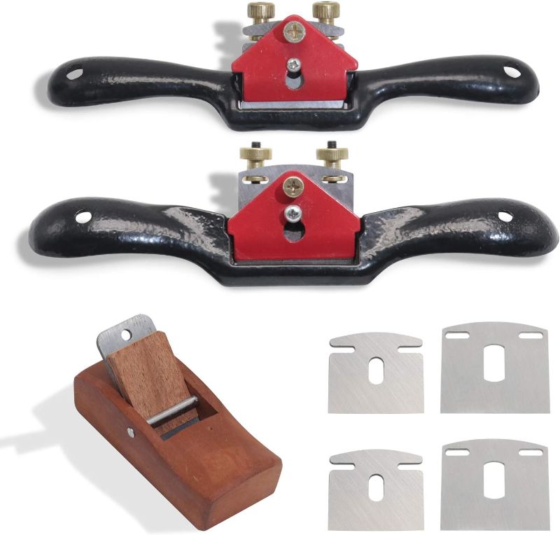 Photo 1 of 2pcs Adjustable SpokeShave with Flat Base, 6pcs Metal Blade and 1pcs Portable Woodworking Planes Wood Working Hand Tool Perfect for Wood Craft, Wood Craver, Wood Working