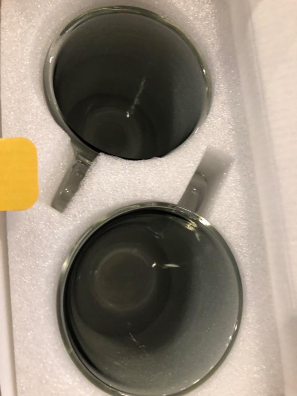 Photo 2 of JOYFUL HOME Glass Coffee Mugs -14 oz. Double Wall, Insulated, Smoky Gray Borosilicate Glass Mug with Large Handle - Double Walled for Coffee and Tea - Set of 2