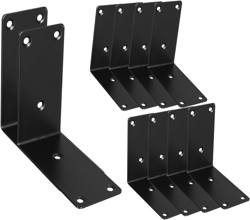 Photo 1 of 10PCS Raised Garden Beds Stainless Steel Corner Brackets -Heavy-Duty L Brackets, Black Angle Braces, and Shelf Support for Wood?4x4x2in