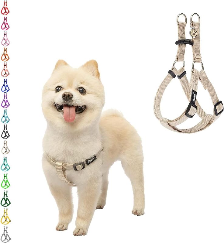 Photo 1 of PUPTECK No Pull Dog Harness Soft Adjustable Basic Nylon Step in Puppy Vest Outdoor Walking with ID Tag, Cream