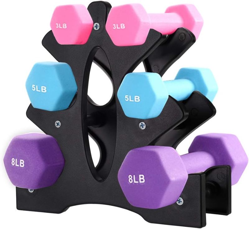 Photo 1 of AUXSOUL 1 Pack Dumbbell Rack Stand, 3 Tier Dumbbell Bracket Free Hand Weight Tower Stand for Home Gym Organization, Holds 3/5/8 LB (Weights Not Included)
