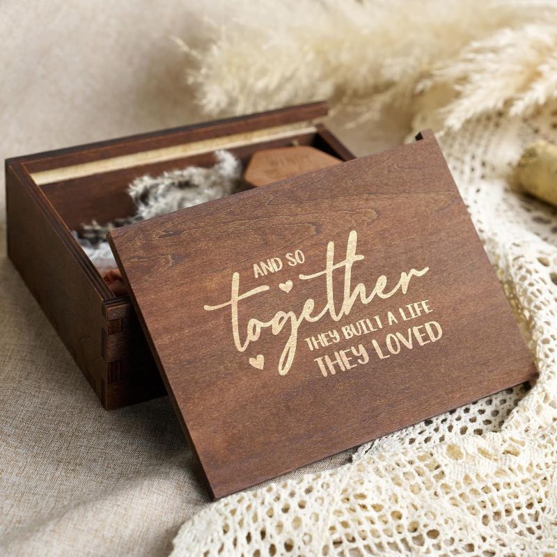 Photo 1 of AW BRIDAL Wedding Keepsake Box Wood Memory Box Decorative Gift Box Wedding Engagement Gifts for Couples Anniversary Bridal Shower Gifts