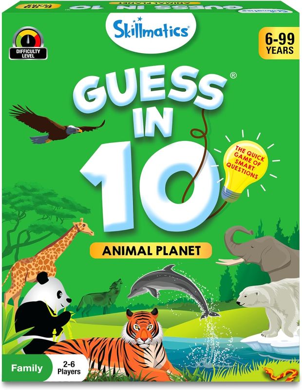 Photo 1 of Skillmatics Guess in 10 Animal Planet Board Game, Perfect for Kids, Teens, Adults, Boys, Girls, Families, 2-6 Players, Educational, Travel Friendly, Award Winning