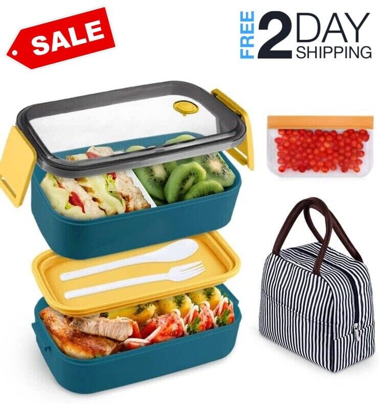 Photo 1 of Adult Lunch Box, Leakproof 2 Layer Bento Box for Adults with Divider