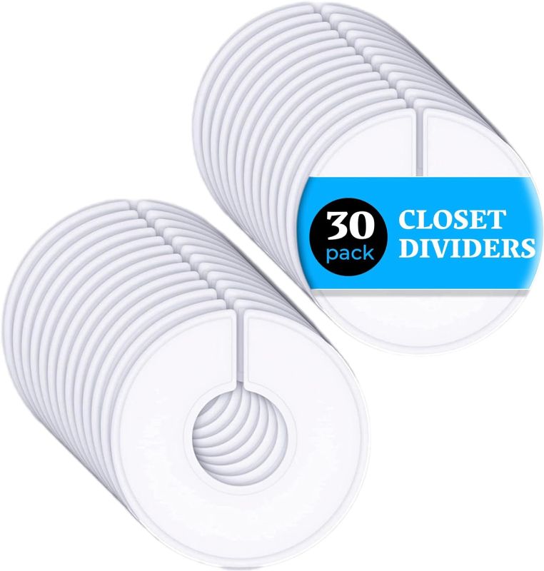 Photo 1 of 30 Closet Dividers for Hanging Clothes- White Closet Divider Set of 30 | Clothing Rack Dividers, Clothes Dividers for Closets, Closet Labels, Dividers Closet Clothes Dividers