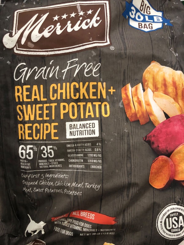 Photo 2 of Merrick Dry Dog Food, Real Chicken and Sweet Potato Grain Free Dog Food Recipe - 30 lb. Bag