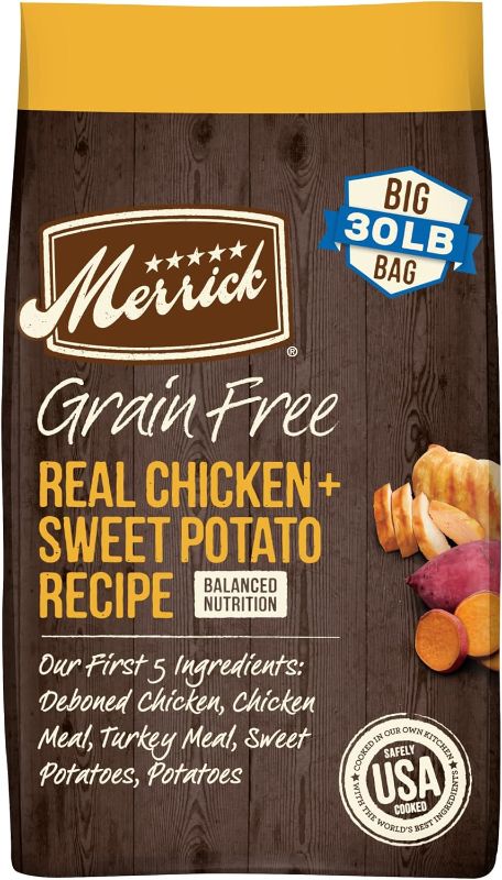 Photo 1 of Merrick Dry Dog Food, Real Chicken and Sweet Potato Grain Free Dog Food Recipe - 30 lb. Bag