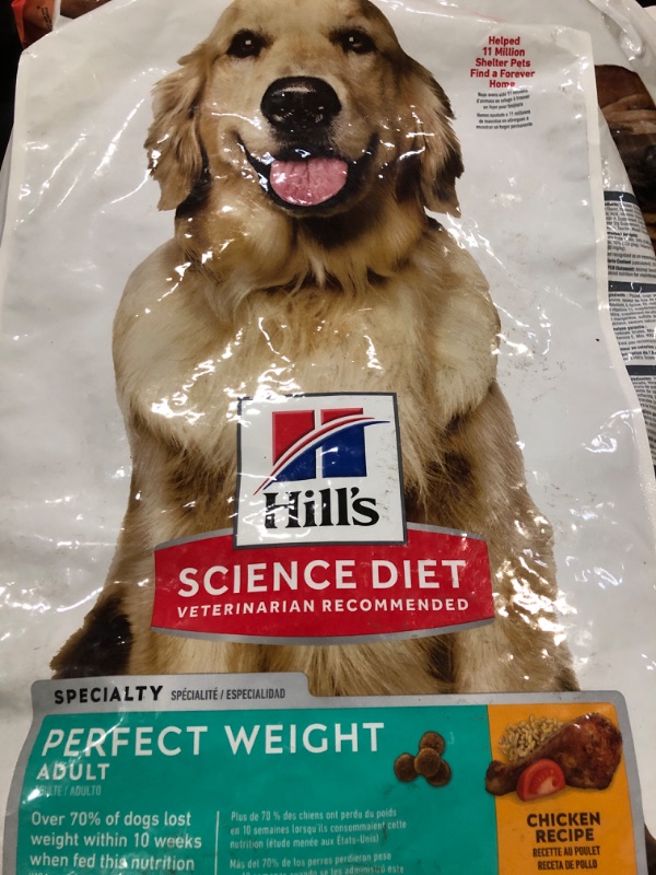 Photo 2 of Hill's Science Diet Dry Dog Food, Adult, Perfect Weight for Healthy Weight & Weight Management, Chicken Recipe, 28.5 lb. Bag