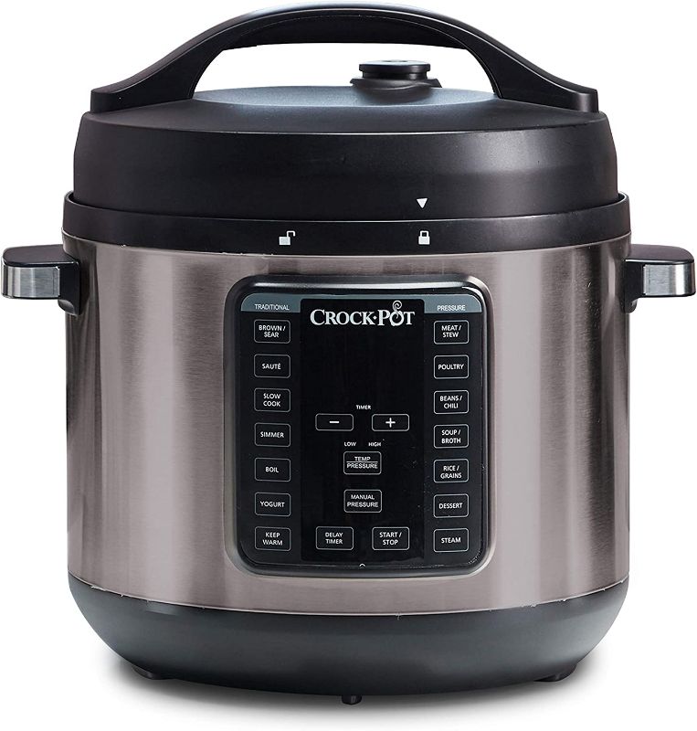 Photo 1 of Crock-Pot 8-Quart Multi-Use XL Express Crock Programmable Slow Cooker and Pressure Cooker with Manual Pressure, Boil & Simmer, Black Stainless
