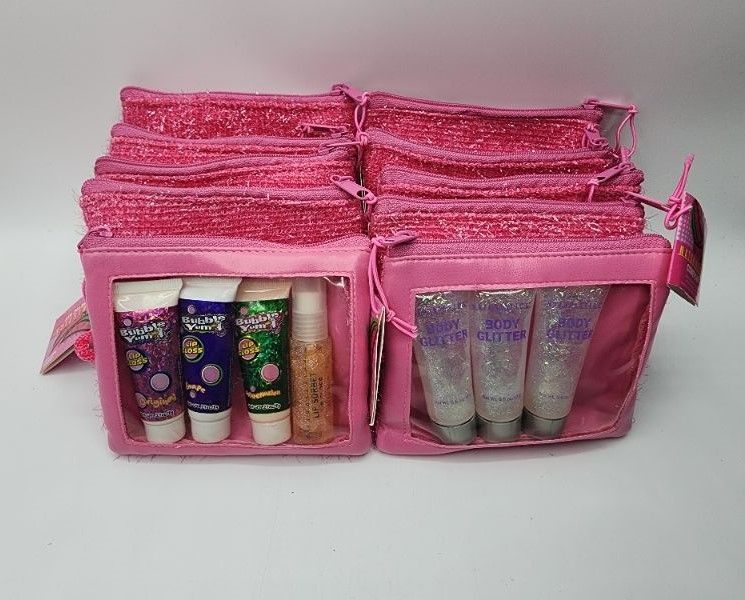 Photo 1 of 10 Pack Little Girl Gift Set/ Party Bag, 5 Bags with 4 Lip Gloss, 5 Bags with 3 Glitter Tubes 