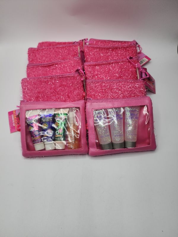 Photo 2 of 10 Pack Little Girl Gift Set/ Party Bag, 5 Bags with 4 Lip Gloss, 5 Bags with 3 Glitter Tubes 